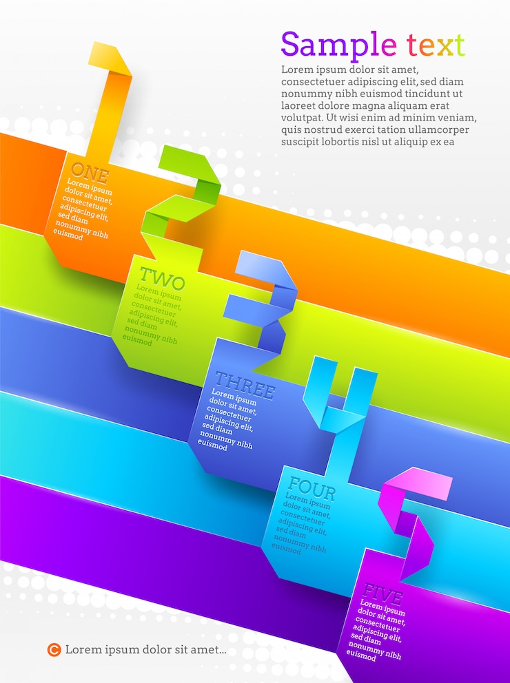 Vector  template with color paper numbered banners