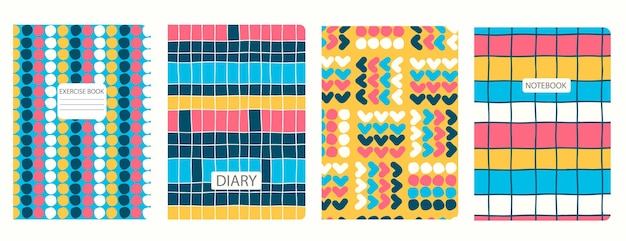 templates based on seamless patterns with bright geometric shapes perfect for exercise books notebooks diaries