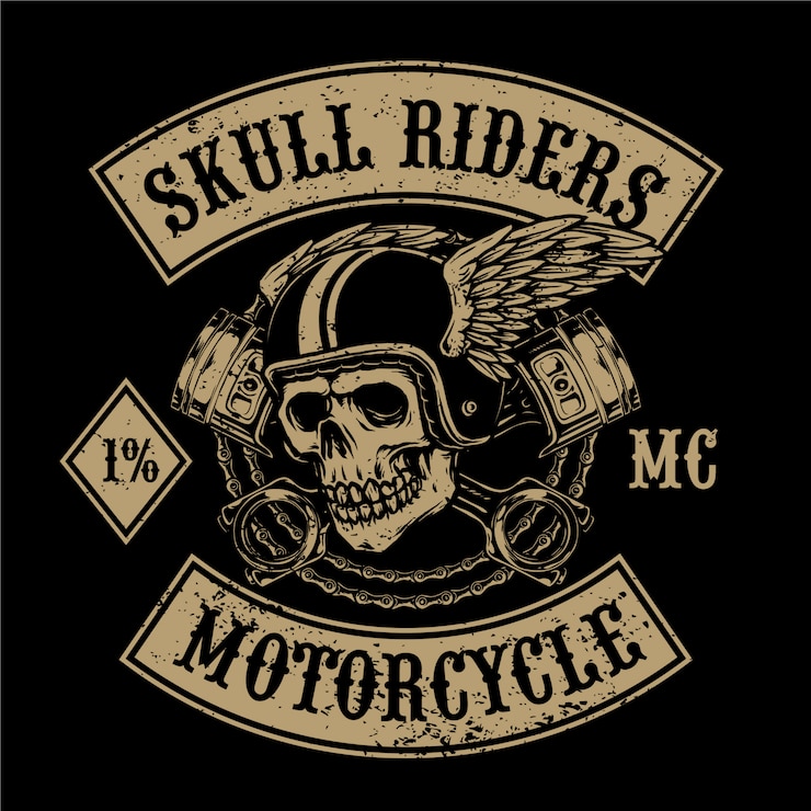 Tengkorak terbang dengan kunci pas cocok untuk klub motor atau logo layanan garasi