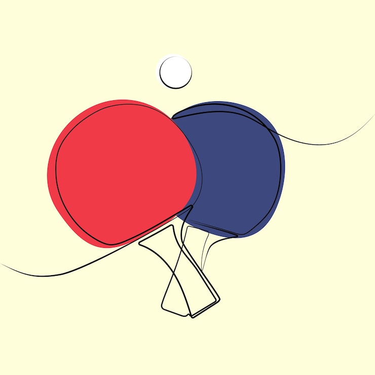 Vector tennis ping pong rackets and ball continuous line drawing ping pong paddlesvector