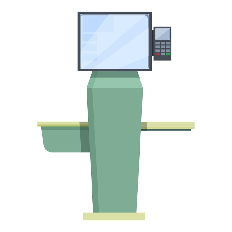 Vector terminal self service icon cartoon vector monitor machine