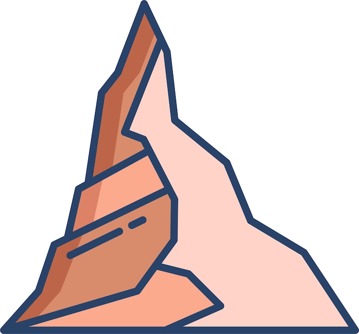 Vector terrain linear color illustration