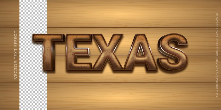 Vector texas text editable 3d style text tittle