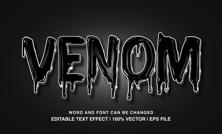 Text effect black venom glossy