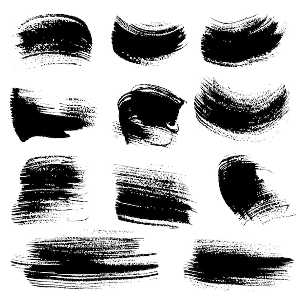 Textured brush strokes drawn ink set 4