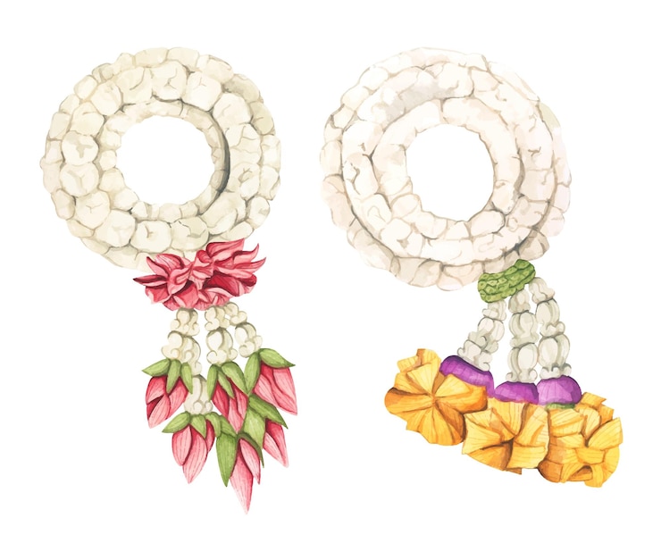Vector thai garland colorful flower for mothers day songkran festival or religion buddhism observation day