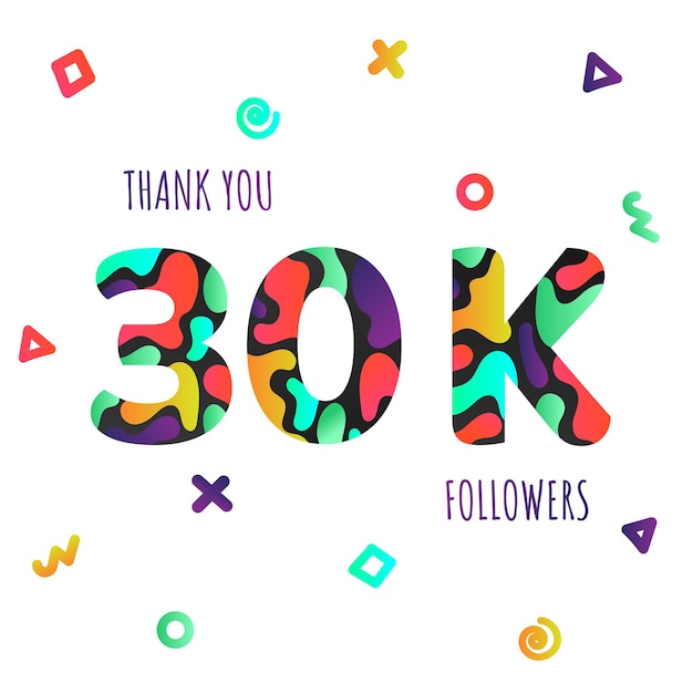 Thank you 30000 followers numbers postcard Congratulating gradient flat style gradient 30k thanks