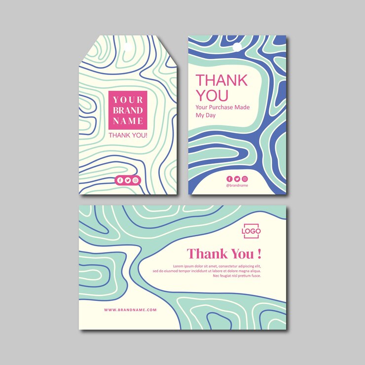 Vector thank you card and hang tag template vector