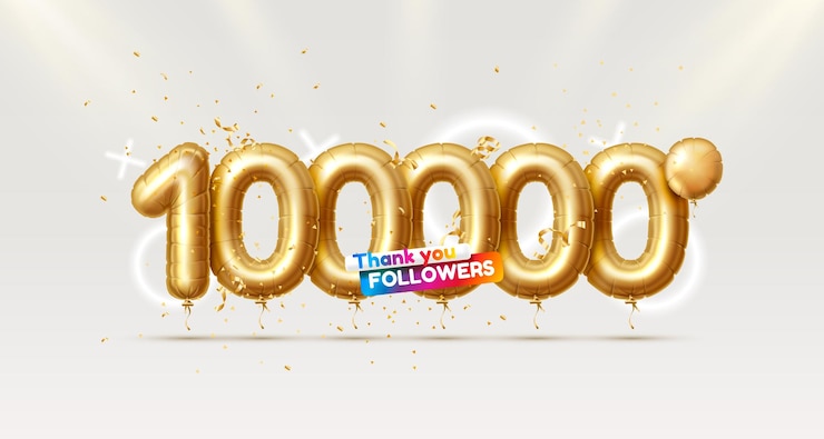 Vector thank you followers peoples 100000 online social group happy banner celebrate vector