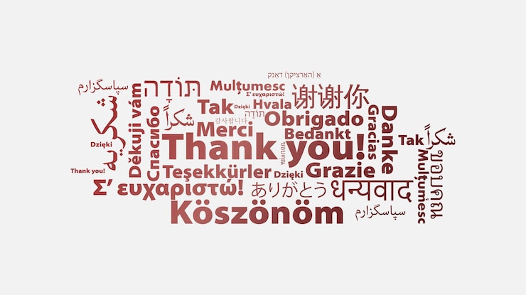 Vector thankyou in different languages thankyou card