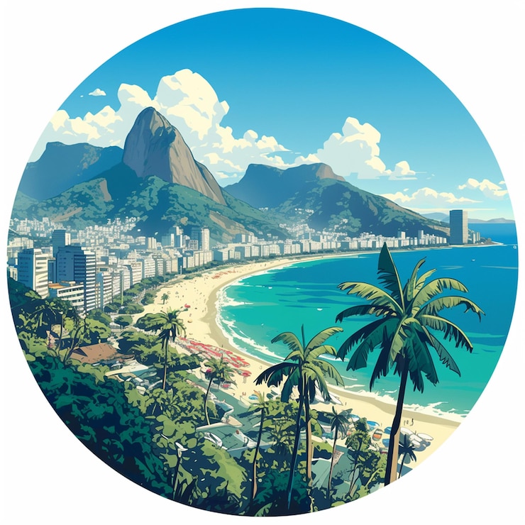Vector the beautiful beaches of rio de janeiro