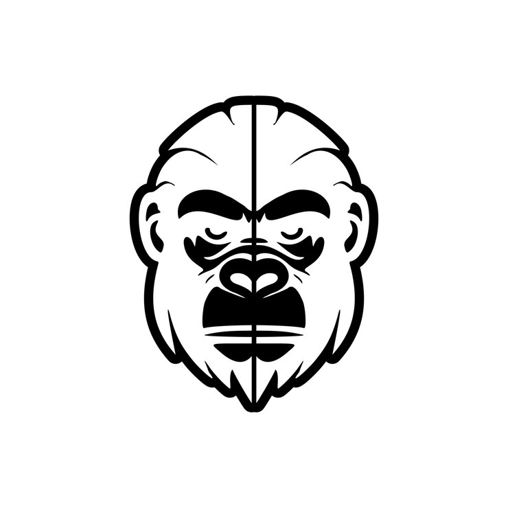 Vector the black and white monkey vector logo is skillfully isolated on a backdrop of pure white
