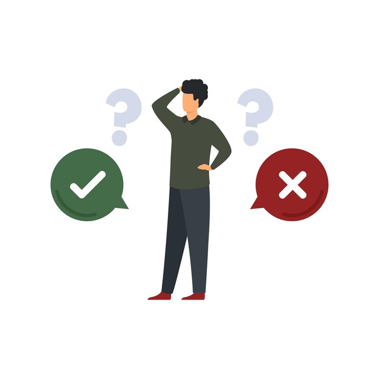 Vector the boy is confused about yes or no