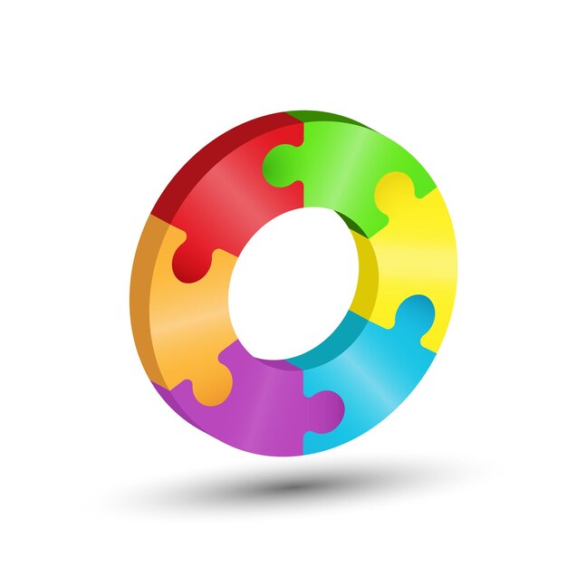 the circle consists of 6 puzzle pieces 3d illustration for creative ideas and creative design