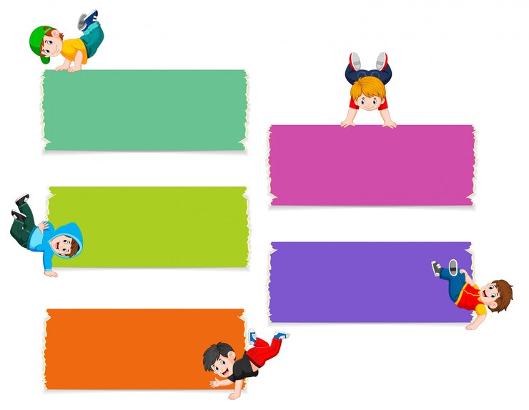 Vector the collection of the blank board with the boys do workout