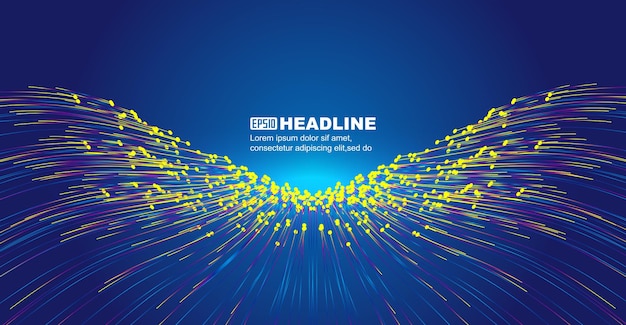 The color curved point line extension converges the big data vector background of Internet technolog
