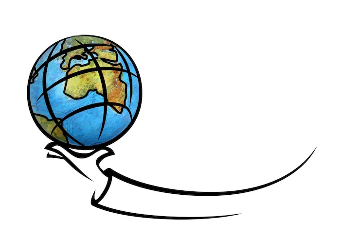 Vector the earthnglobe symbol in the hand