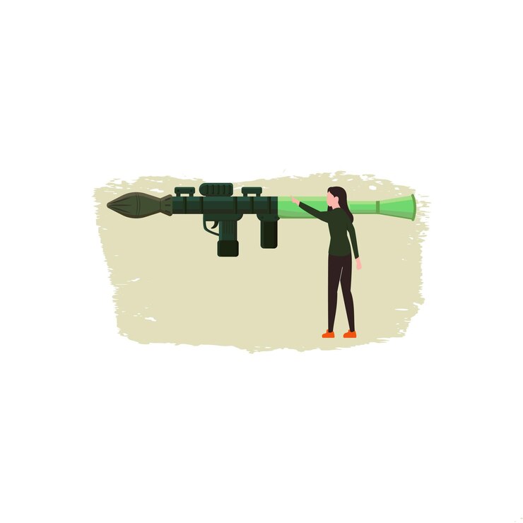 Vector the girl is holding a bazooka