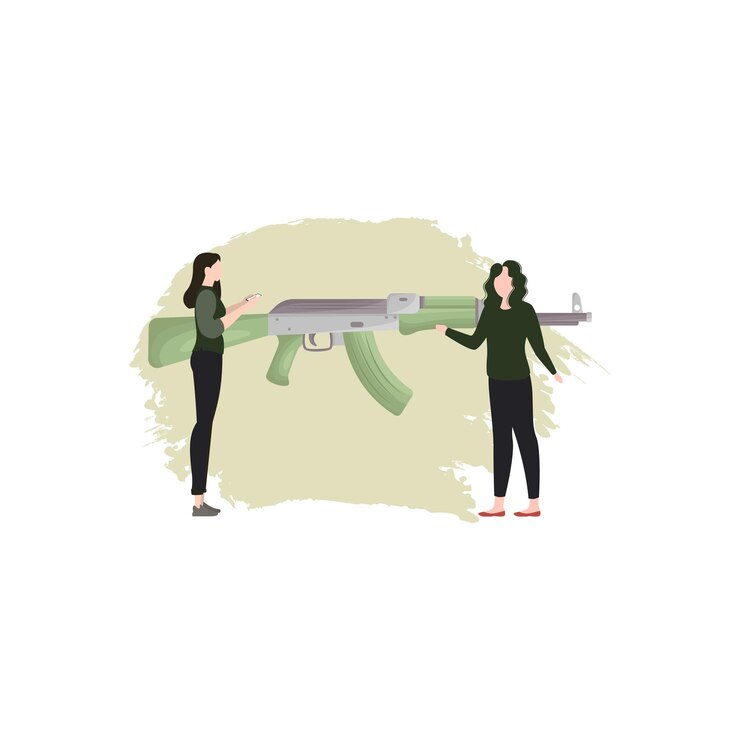 Vector the girls are talking about guns