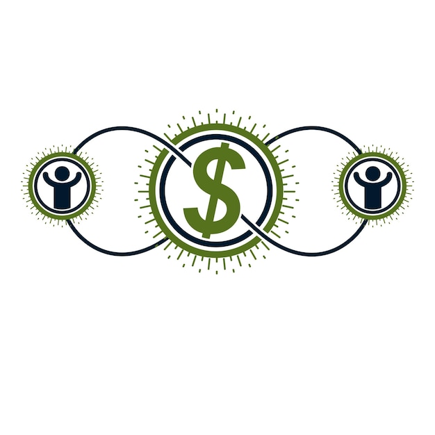 the global financial system conceptual logo, unique vector symbol. dollar signs, circulation of money.