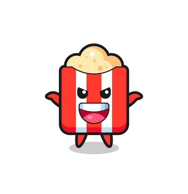The illustration of cute popcorn doing scare gesture , cute style design for t shirt, sticker, logo element