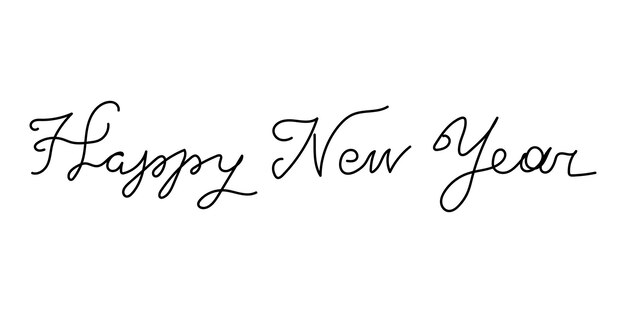 the inscription happy new year written by hand minimalistic style on a white background