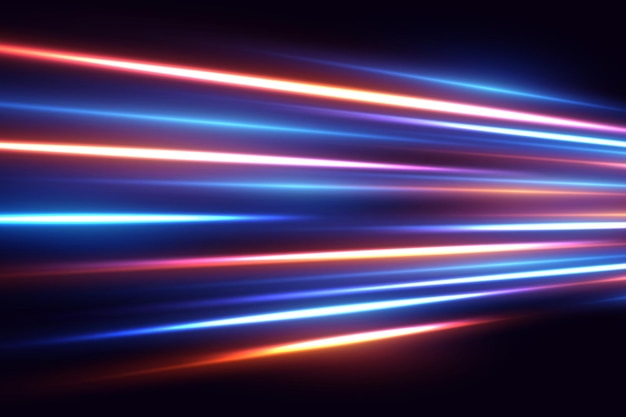 The magic of fast speed lines Neon rays of light