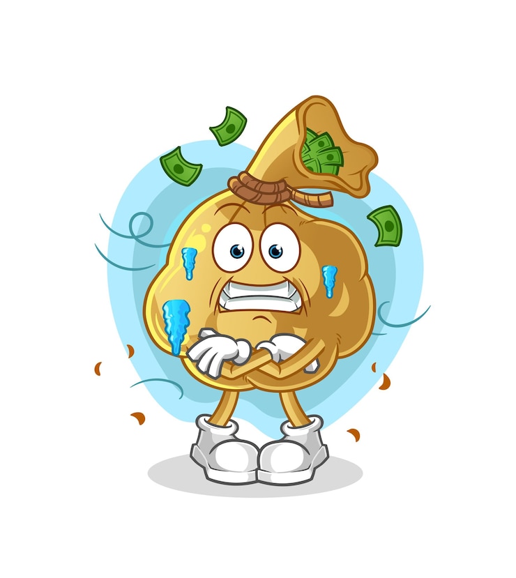 Vector the money bag cold illustration. character vector
