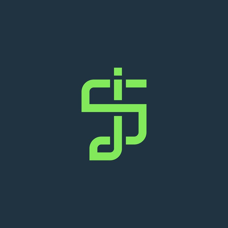 Vector the monogram logo with the initials js sj is green on a blue background logo for digital business o