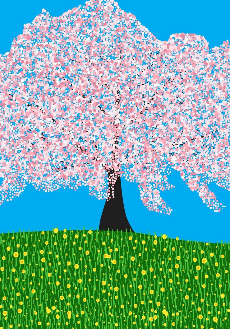 Vector the refreshing power of spring and rural life