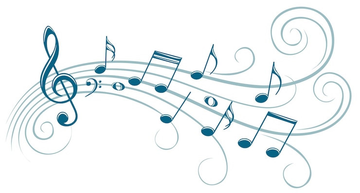 Vector the stylized blue symbol with music notes