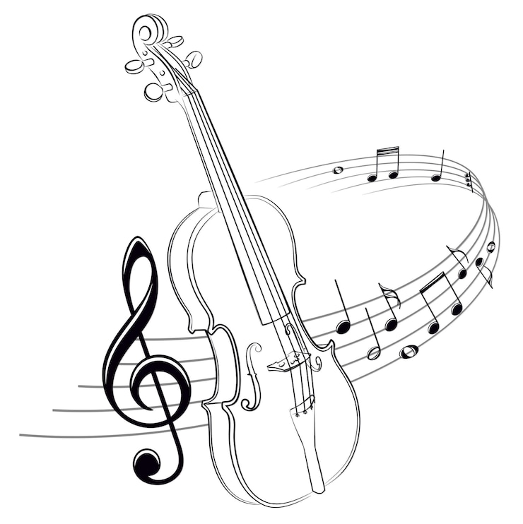 Vector the stylized symbol with music notes and violin