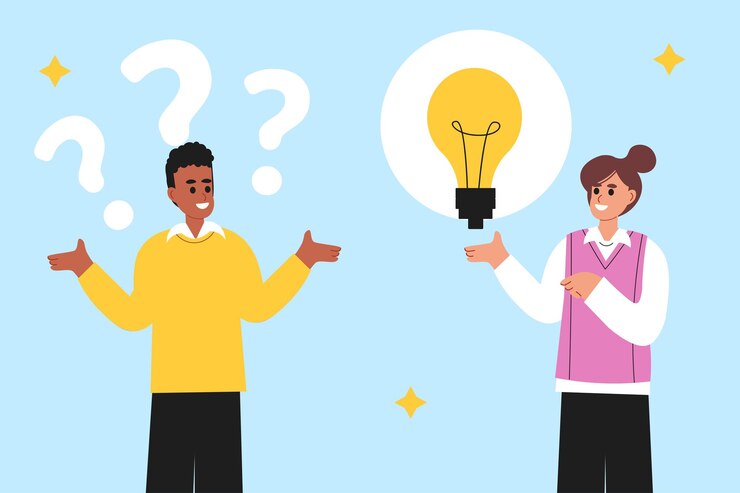 The two people finds new ideas strives for development and works together to achieve goals Conduc