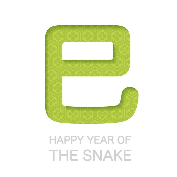 Vector the year of the snake vector kanji logo decorated with japanese vintage patterns isolated on a white