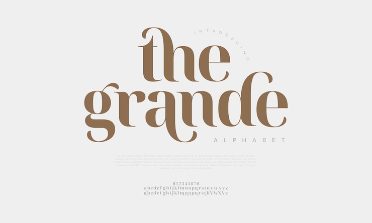 Vector thegrande typography beauty fashion elegant minimalist serif italic fonts decorative wedding vintage retro logos minimal luxury font alphabet logo vector illustration