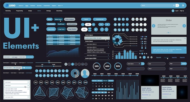 these graphic components provide a comprehensive approach to the development of interfaces that meet modern requirements for functionality and aesthetics in internet resources