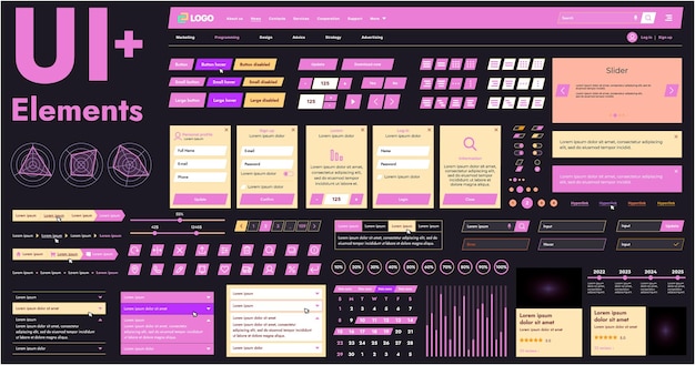 these graphic components provide a comprehensive approach to the development of interfaces that meet modern requirements for functionality and aesthetics in internet resources