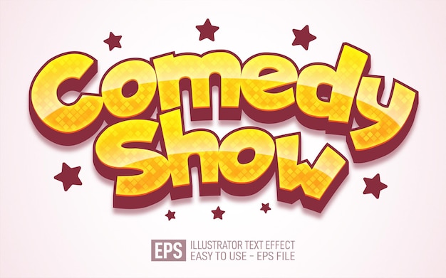three dimension text comedy show, editable style effect template