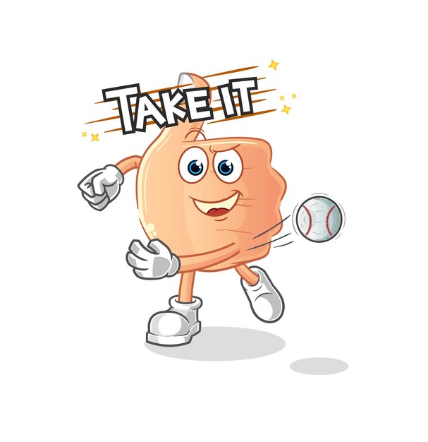 Thumbs up throwing baseball vector. cartoon character