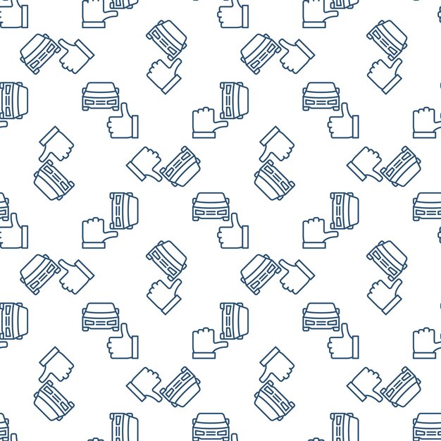 Thumbs Up with Car vector Car Sharing concept line seamless pattern