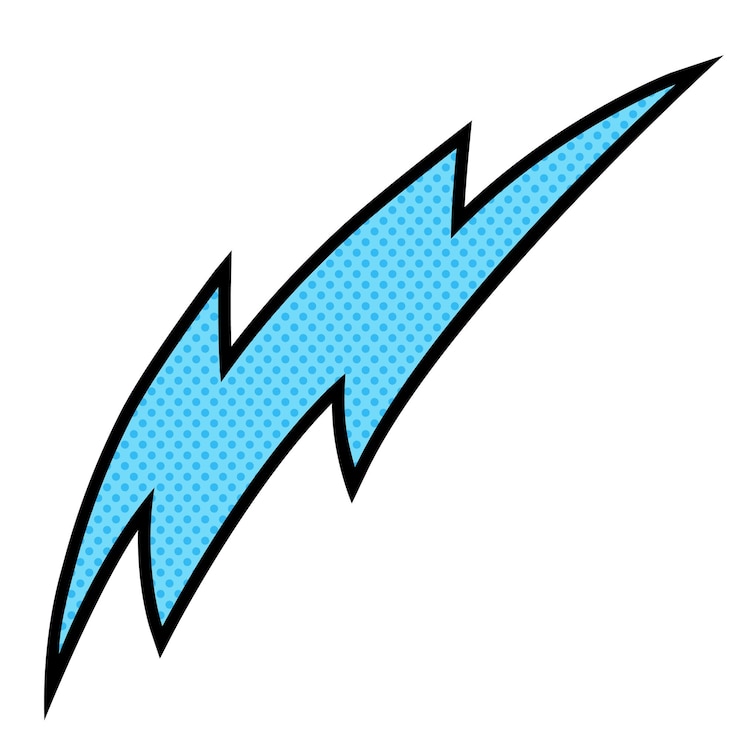 Vector thunder halftone hand drawn color vector illustration