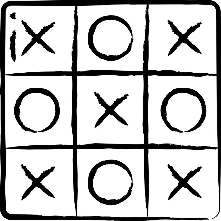 Vector tic tac toe hand drawn vector illustration