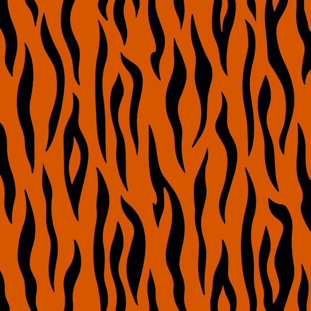 Tiger Pattern Background Abstract Wild Animal Skin Print Design Flat Vector Illustration