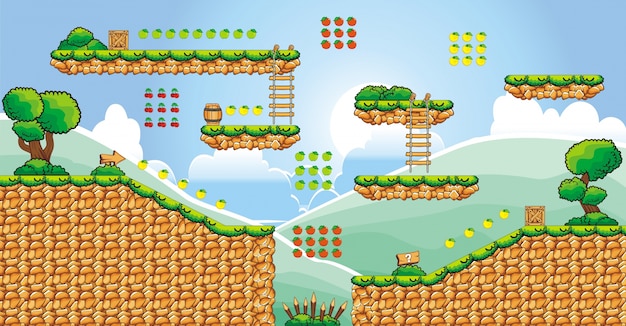 Tile set platform and background for creating mobile game