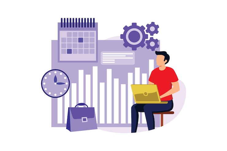 Vector time and attendance tracking sistem flat modern design illustration