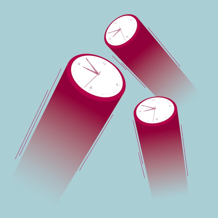 Vector time concept design. isolated on blue background.
