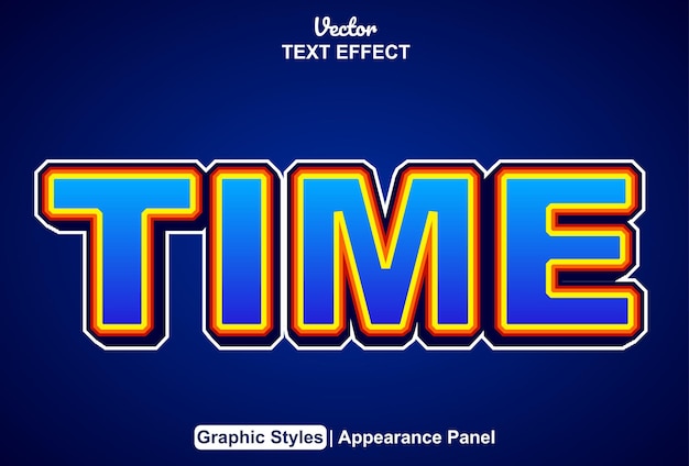 Time text effect with editable blue color graphic style