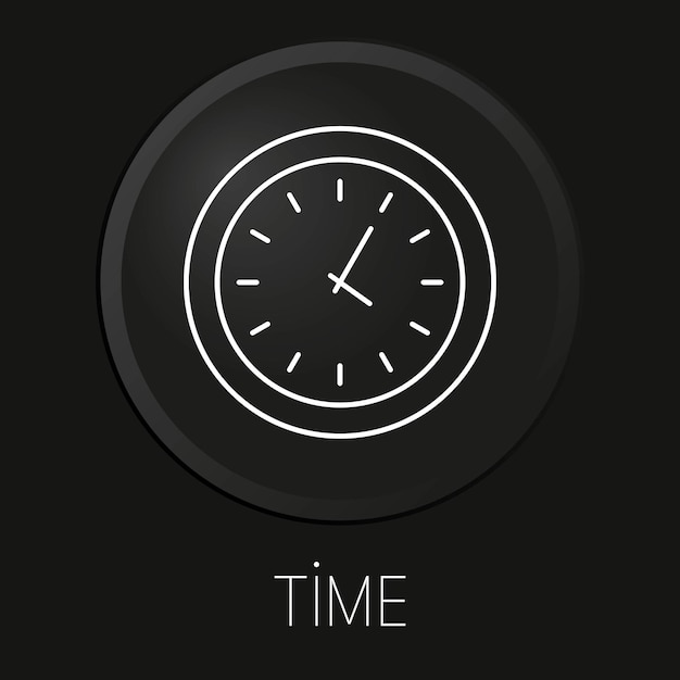 time vector line icon on 3d button isolated on black background premium vector
