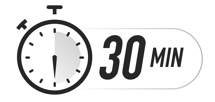 Vector timer icon 30 minutes vector black color