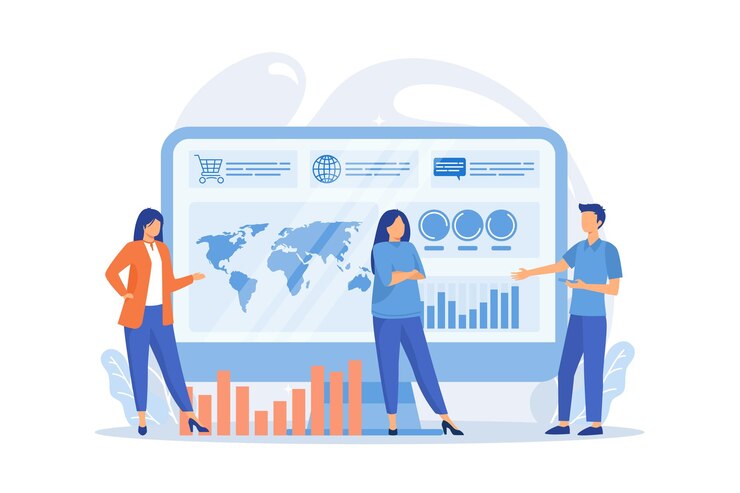 Vector tiny business build dashboard and analyze statistics dashboard service online reporting mechanism